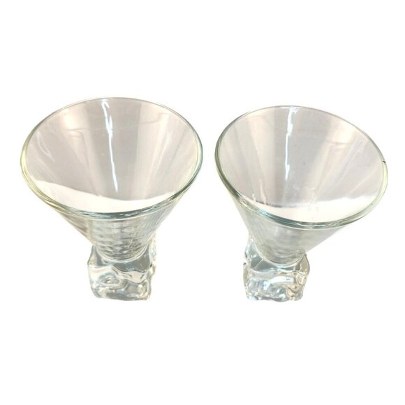 Disaronno Ice Cube Base Martini Cocktail Glasses - Set of 2 - Mid Century Martin - Picture 3 of 8